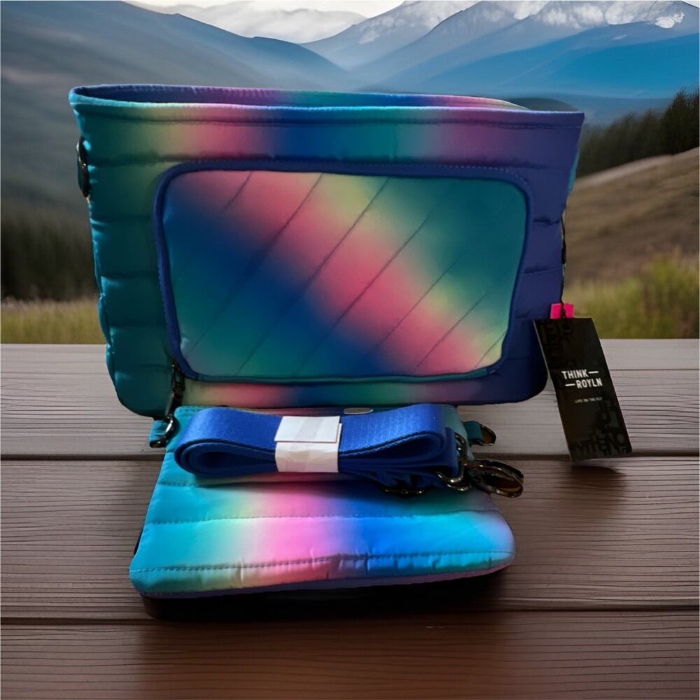 THINK ROYLN Ombré Crossbody Zip Bag Detachable Strap, extra Pouch RV$148